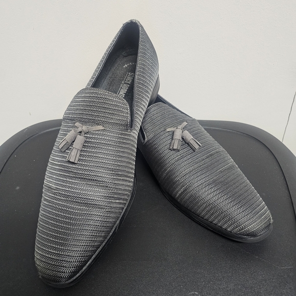 STACY ADAMS Tazewell Tassel Plain Toe Slip-on Gray Size 13 Wide Dress Shoe - Picture 1 of 12